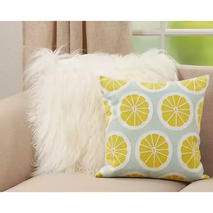 Embroidered Fruity Citrus Pillow