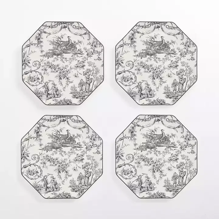 Emery Black Toile Salad Plates, Set of 4