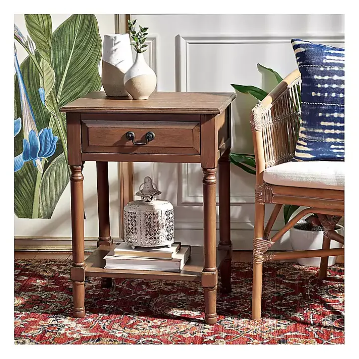 Emory Natural Single Drawer Accent Table