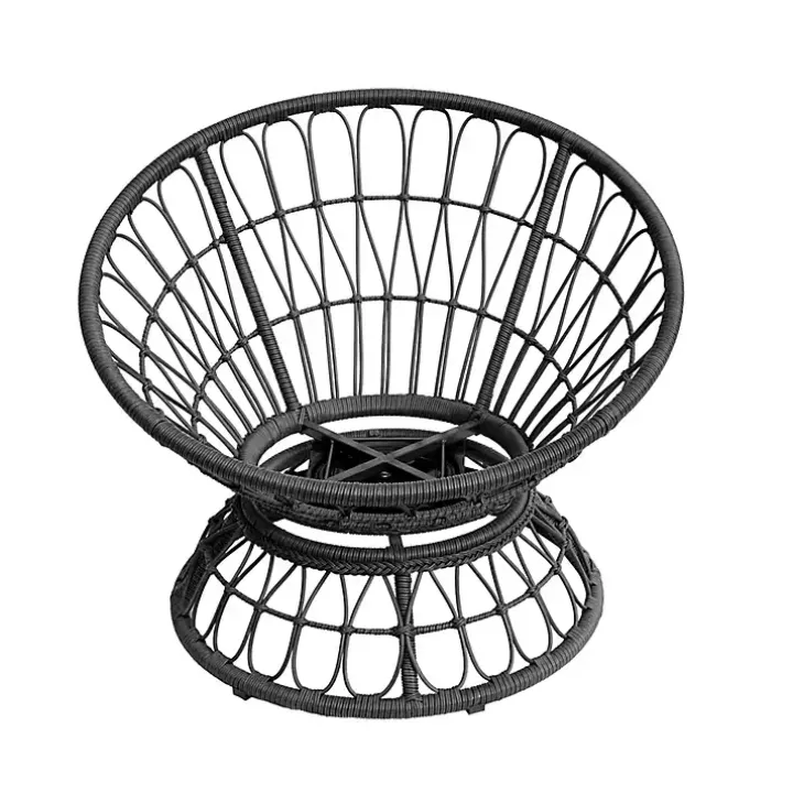 Espresso Resin Wicker Swivel Chair
