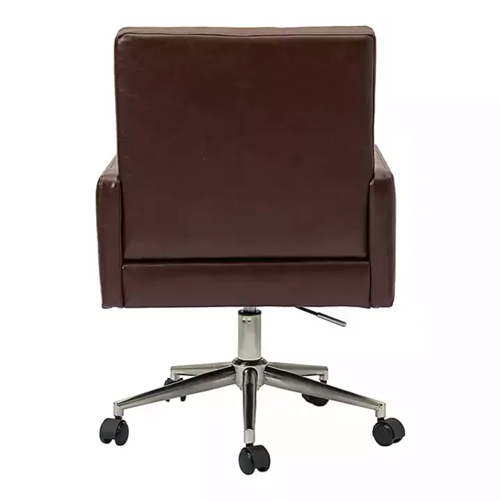 Espresso Tufted Faux Leather Swivel Office Chair