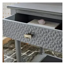 Evelina Gray Textured Single Drawer Accent Table