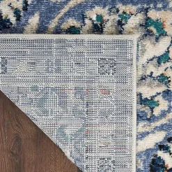 Faded Gray & Blue Floral Medallion Area Rug, 5x7