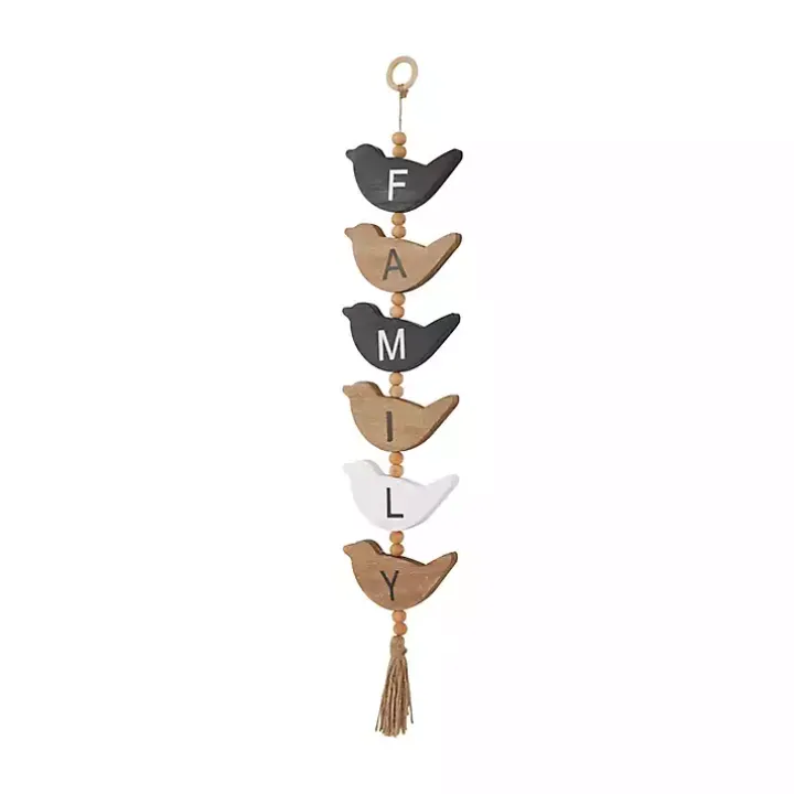 Family Bird Shaped Wood Wall Sign