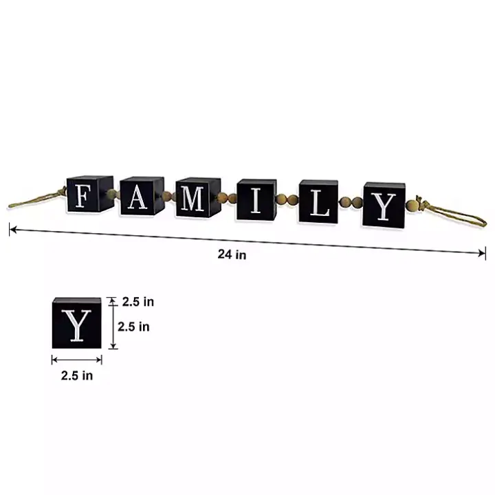 Family Wood Beaded Word Block