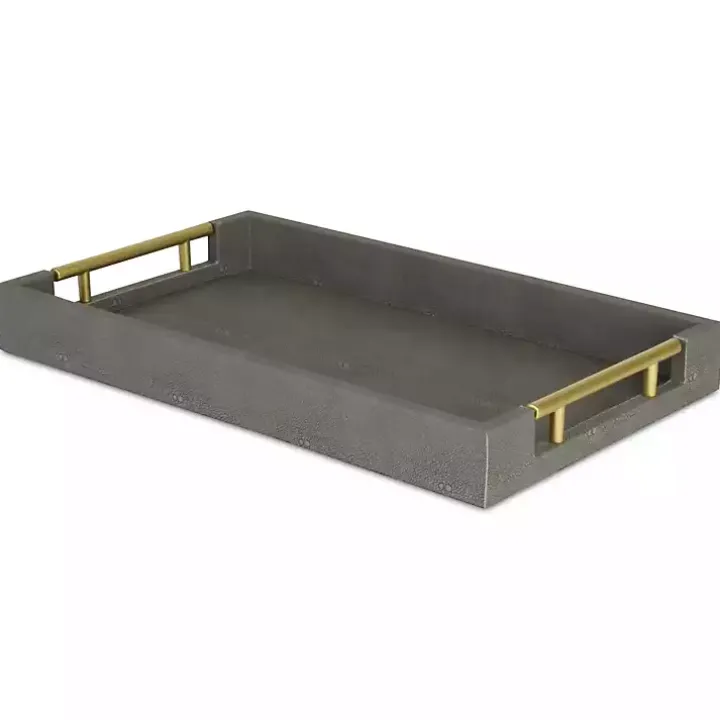Faux Leather Gray Tray