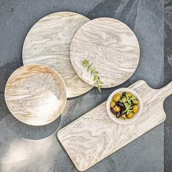 Faux Wood Melamine Low Bowls, Set of 6