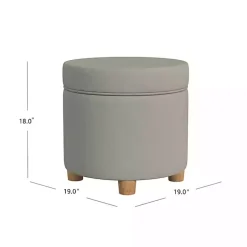 Fawn Round Velvet Storage Ottoman