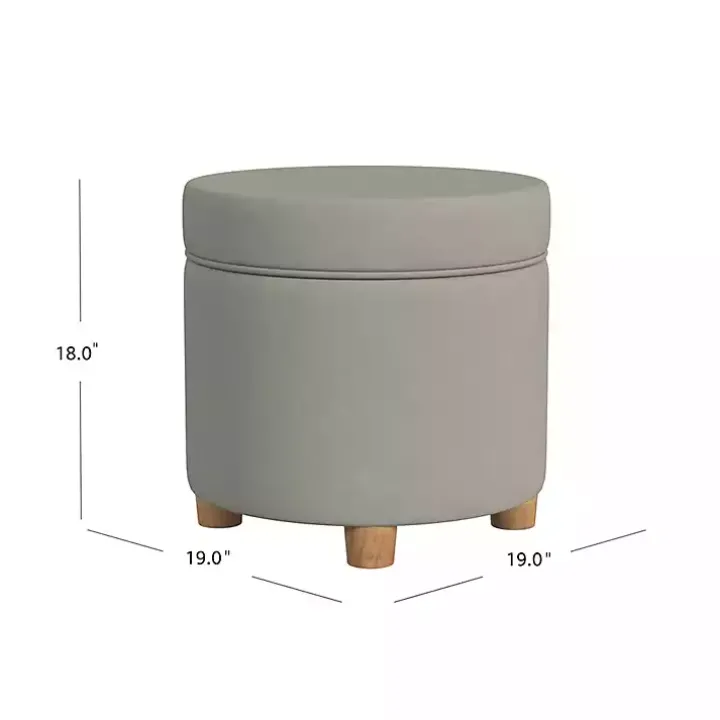 Fawn Round Velvet Storage Ottoman