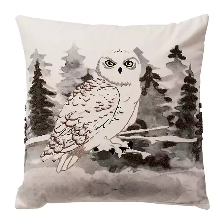 Festive Owl Christmas Throw Pillow