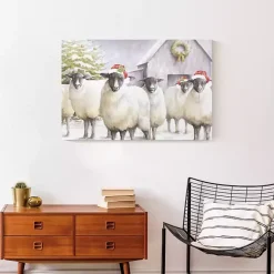 Festive Sheep Christmas Canvas Art Print