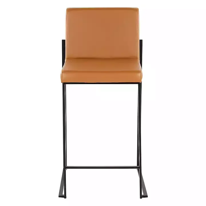 Fiji Camel Faux Leather Counter Stools, Set of 2