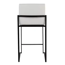 Fiji White Faux Leather Counter Stools, Set of 3