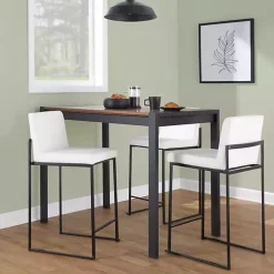 Fiji White Faux Leather Counter Stools, Set of 3
