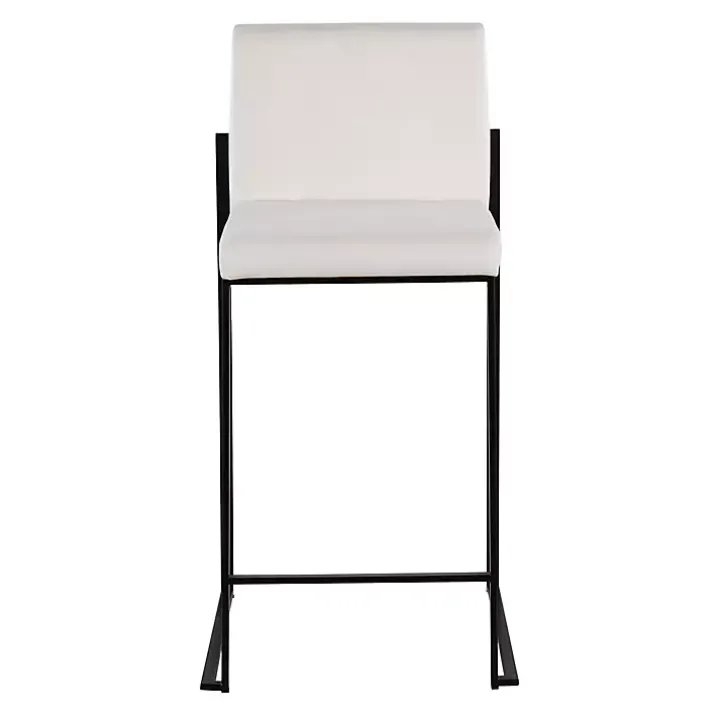 Fiji White Velvet Counter Stools, Set of 3