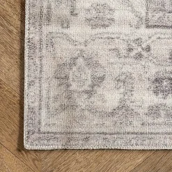 Flo Gray Vintage Medallion Washable Area Rug, 5x8