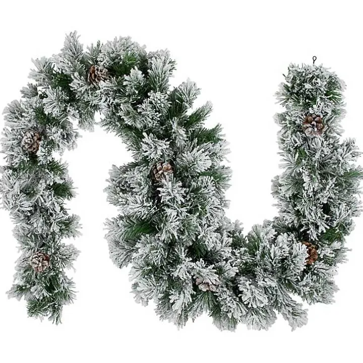 Flocked Angel Pine and Pinecones Garland