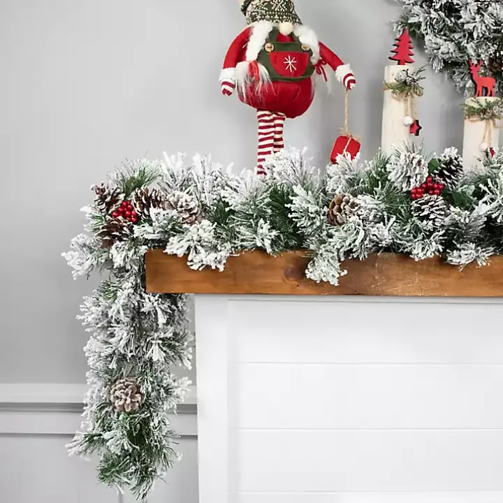 Flocked Angel Pine and Pinecones Garland