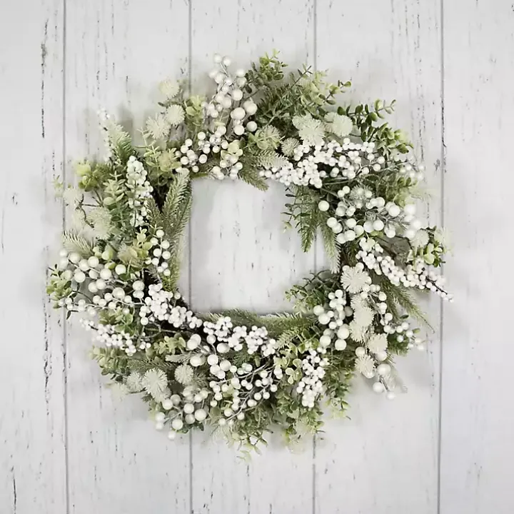Flocked Eucalyptus and Pine Christmas Wreath