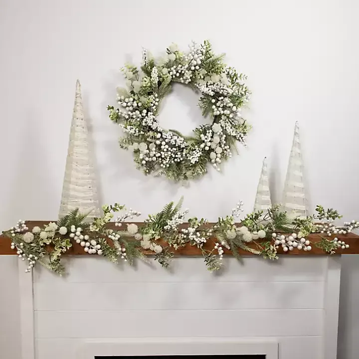 Flocked Eucalyptus and Pine Christmas Wreath