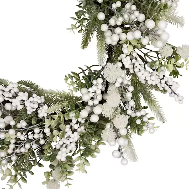 Flocked Eucalyptus and Pine Christmas Wreath