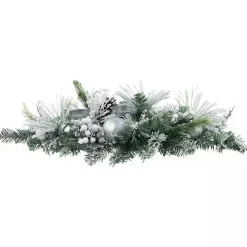 Flocked Pine and Ornament Candle Centerpiece