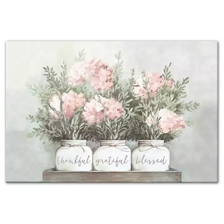 Floral Mason Jars Canvas Art Print
