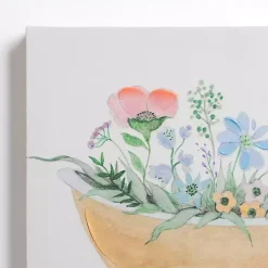 Floral Tan Bathtub Canvas Art Prints, Set of 2