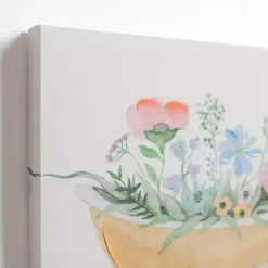 Floral Tan Bathtub Canvas Art Prints, Set of 2