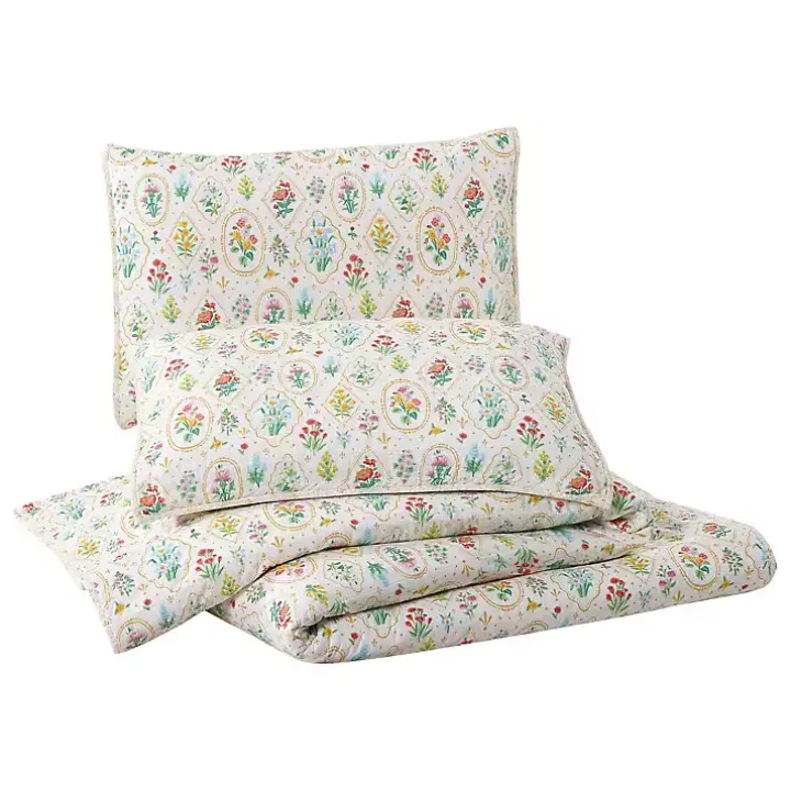 Floral Wallpaper 3-pc. Full/Queen Quilt Set
