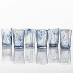 Fortessa Blue Swirl Tall Glasses, Set of 6