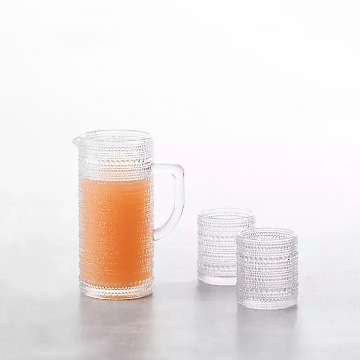 Fortessa Clear Bead Glasses and Pitcher, Set of 7