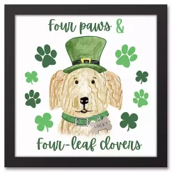 Four Paws and Clovers Framed Canvas Art Print