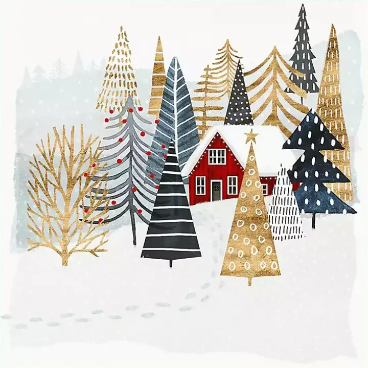 Framed Winter Landscape Christmas Canvas Art Print