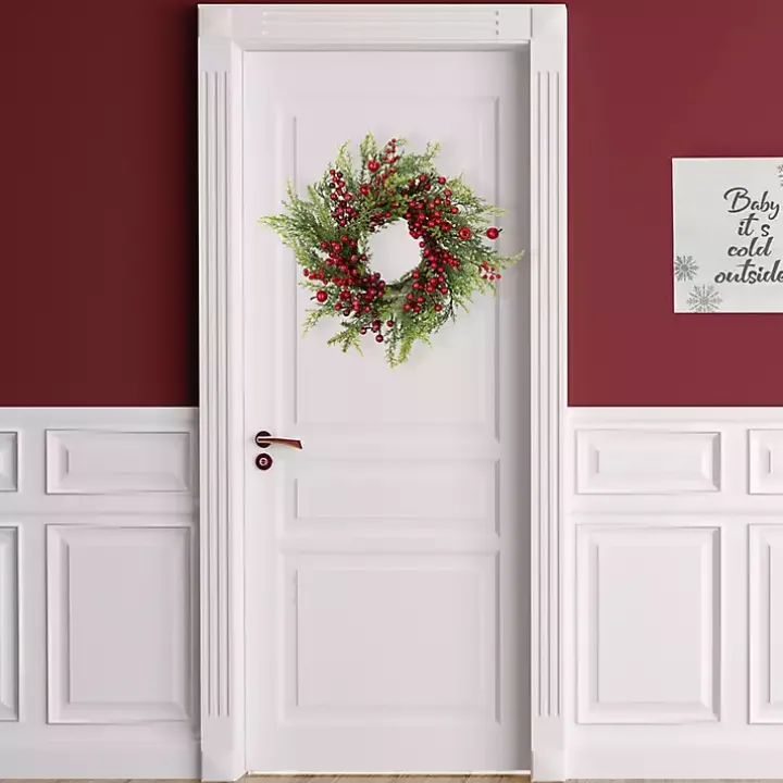 Frosted Berry and Crabapple Cedar and Pine Wreath