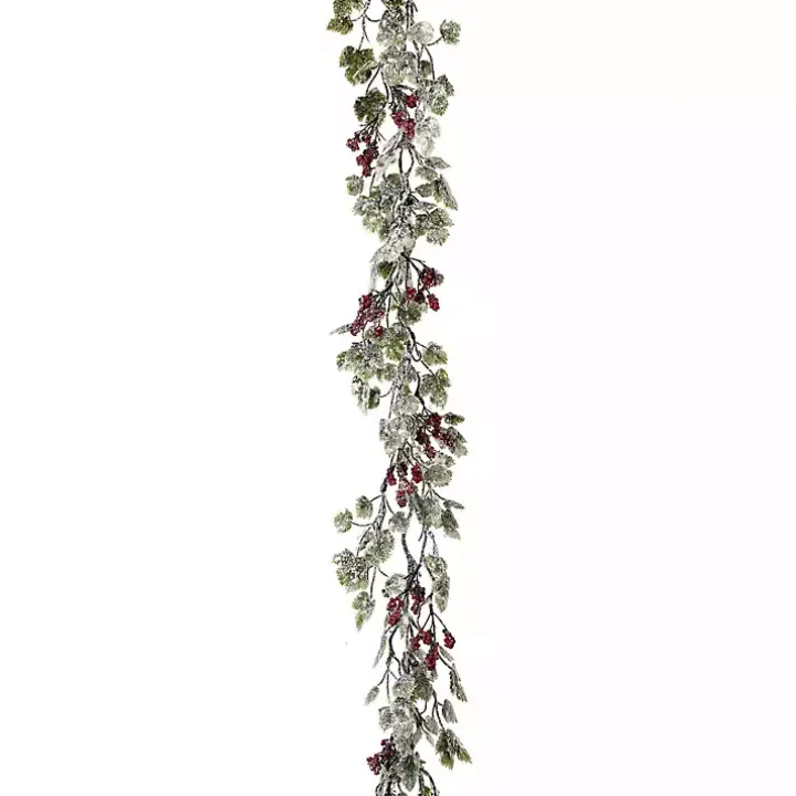 Frosted Grape Leaf and Berry Christmas Garland