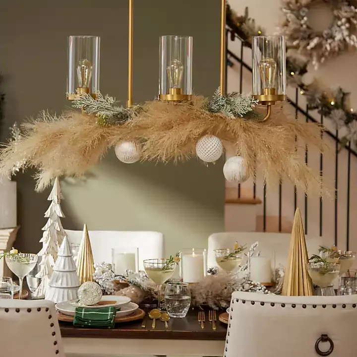 Frosted Pampas and Berries Candle Centerpiece