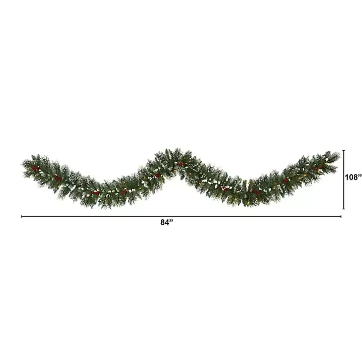 Frosted Swiss Pine and Berry Clear LED Garland