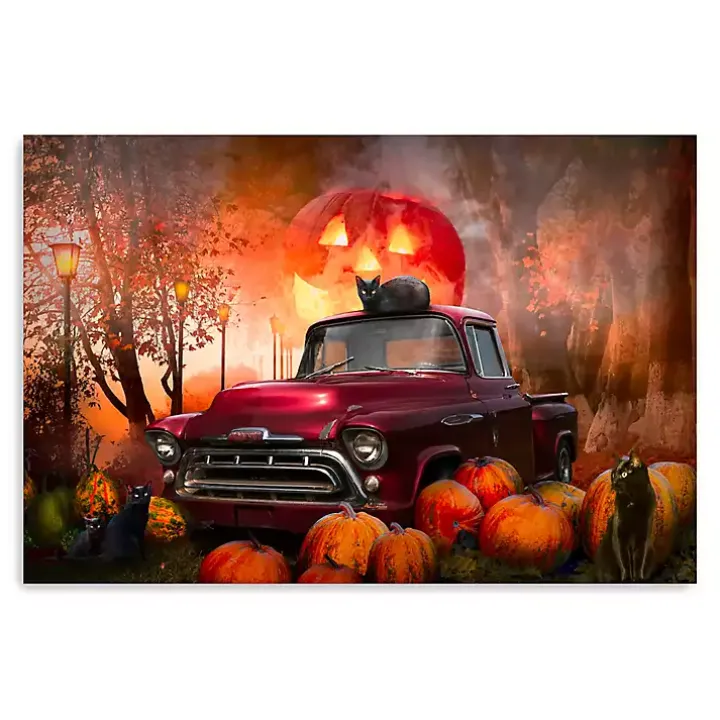 Full Moon Jack O Lantern Canvas Art Print, 24x36