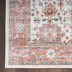 Fulton Red Floral Medallion Area Rug, 7x10
