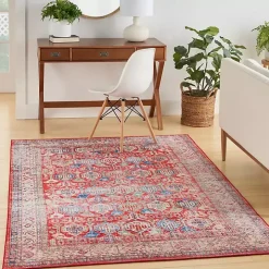 Fulton Red Traditional Area Rug, 7x10