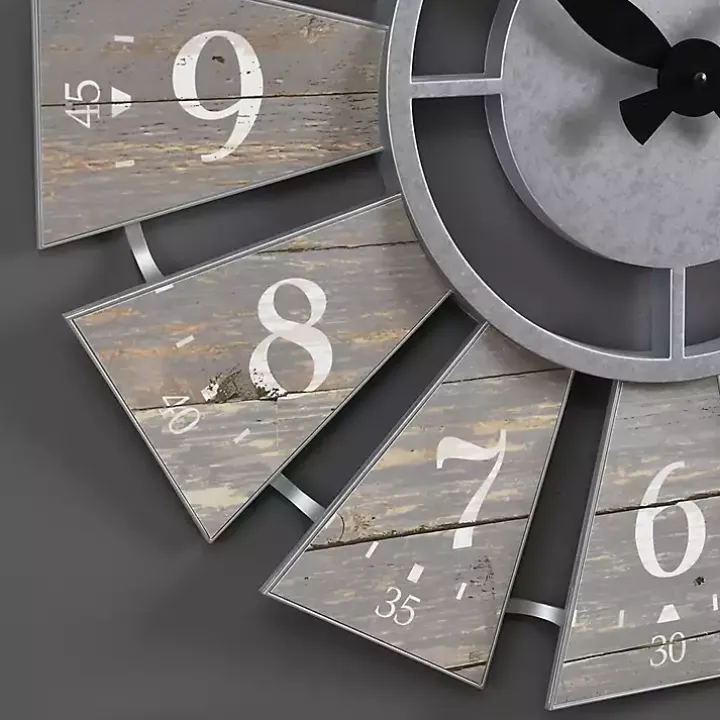 Galvanized Gray Windmill Wall Clock