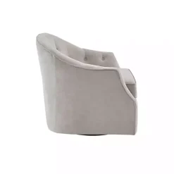 Gayla Taupe Button Tufted Swivel Accent Chair