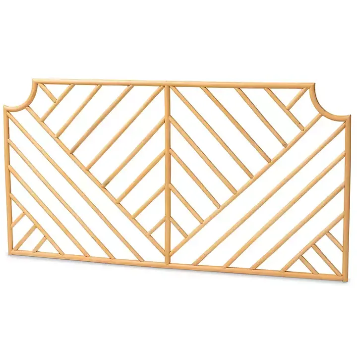 Geometric Weave Rattan Queen Headboard