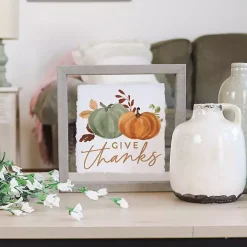 Give Thanks Pumpkin Duo Framed Wall Plaque