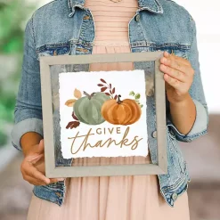 Give Thanks Pumpkin Duo Framed Wall Plaque