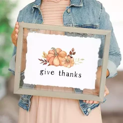 Give Thanks Pumpkins Framed Wall Plaque