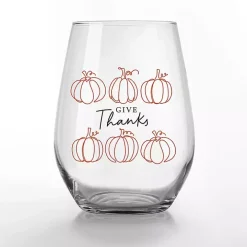 Give Thanks Pumpkins Wine Glasses, Set of 2