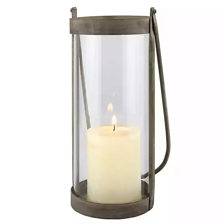 Glass and Rustic Metal Lantern