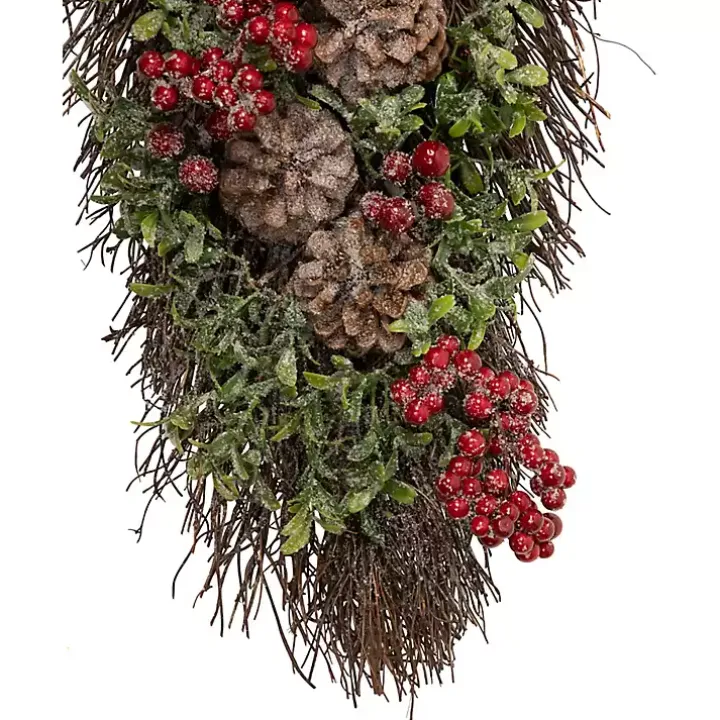 Glitter Pinecone and Berry Teardrop Swag